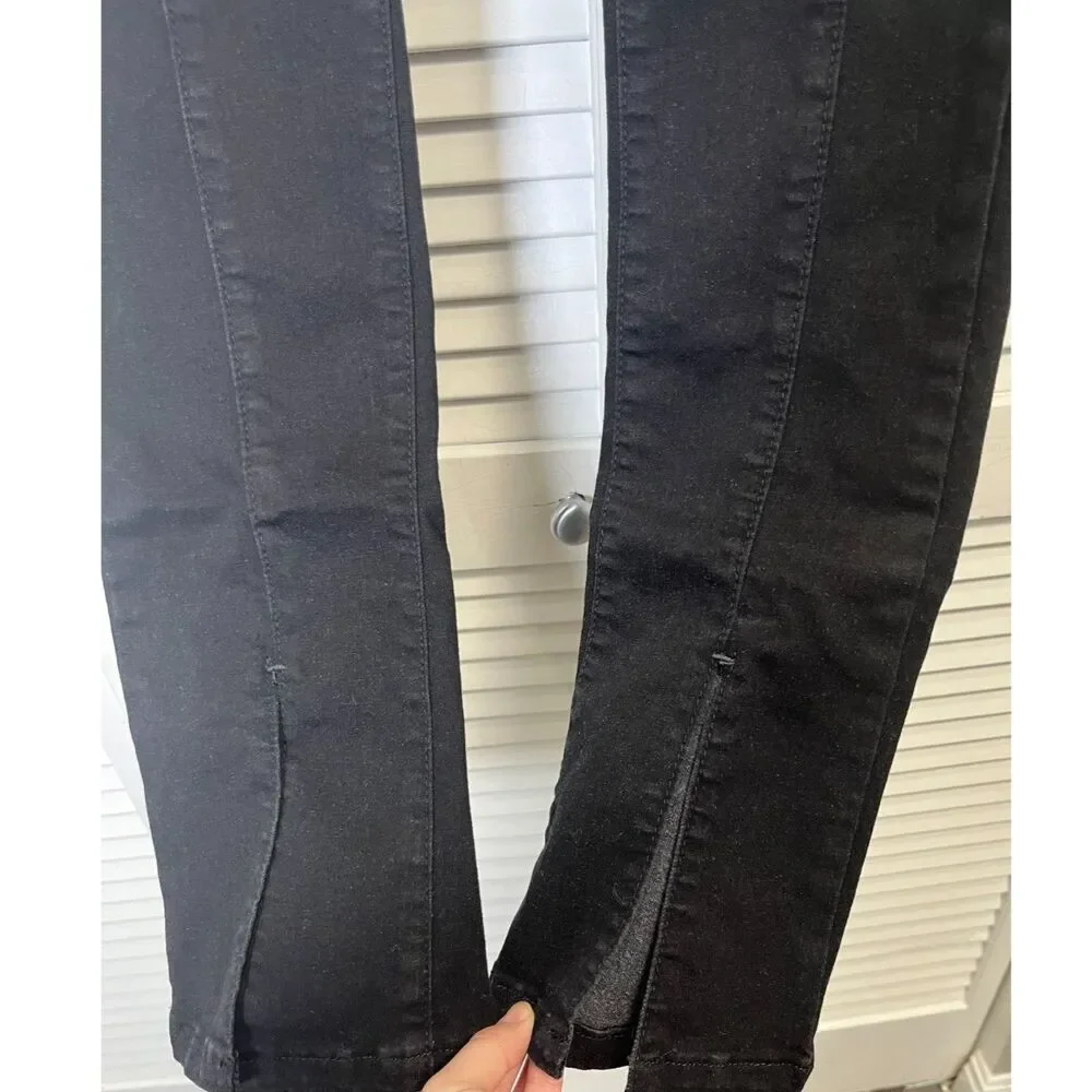 Free People We The Free Black Double Dutch PullOn Slit Skinny Jeans Size XS NWT!